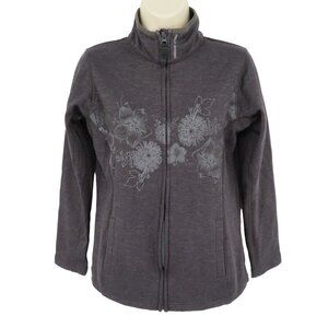 Helly Hansen Womens Small Gray Floral Flower Print Full Zip Light Jacket Pockets